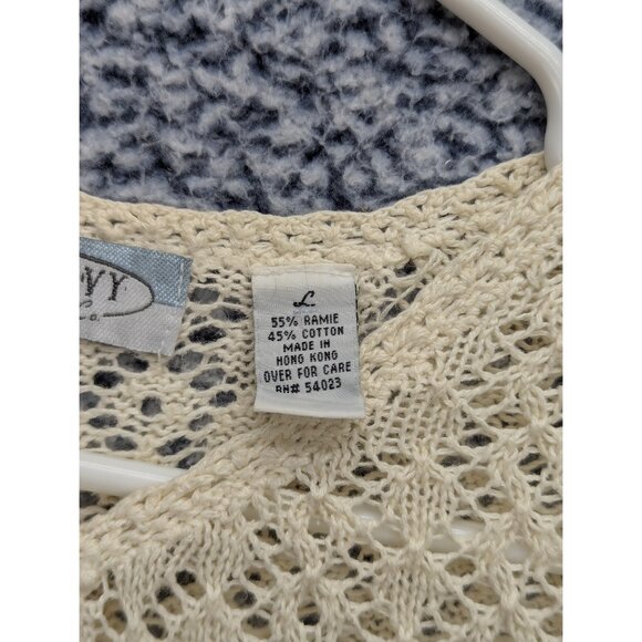 VTG Old Navy Crochet Cardigan Size L Boho Fisherman 90s Y2K Fairy Preppy Cream - Picture 10 of 12